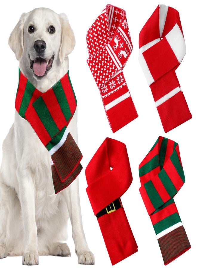 Liitrsh 4 Pcs Christmas Dog Knitted Scarf for Large Medium Dogs Xmas Pets Neck Warmer Holiday Decoration Bandanas Christmas Winter New Yearpets Scarf Costume - Image 1